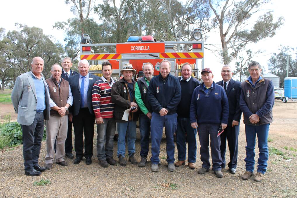The mayor, RFS dignitaries and Corinella brigade members at the opening of the fire station.