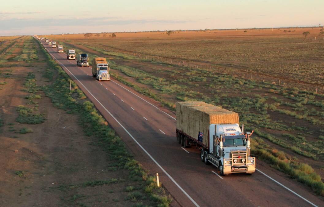 Hay runners on the road to Queensland with previous stock feed. Photo Queensland Country Life.