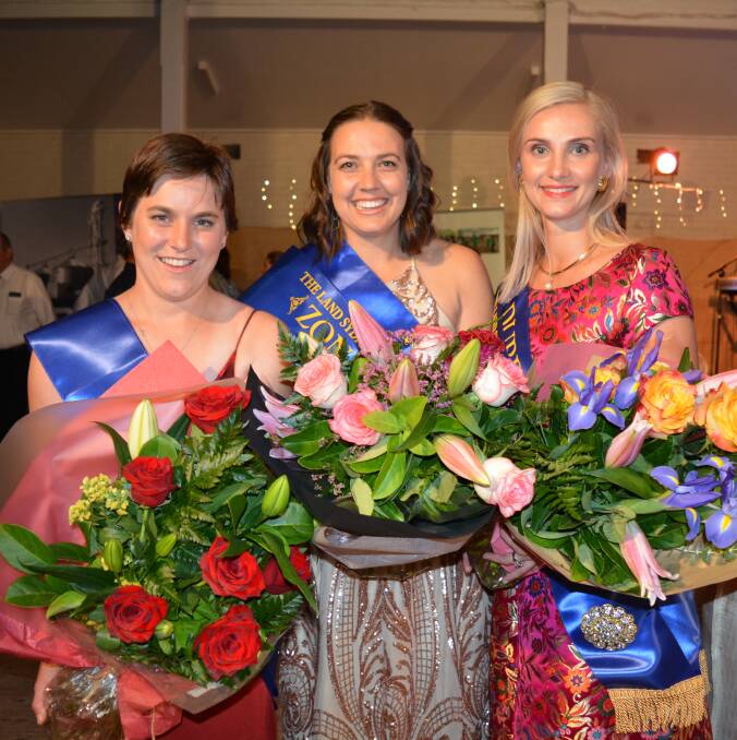 Zone 6 Showgirl finals winners, Sally Downie, Forbes, Emily Ryan, Coonamble, and Josie Anderson, Dubbo. Photo The Land.