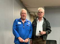 STORIES TO SHARE: Guest speaker Robert Shore with Forbes Probus Club's Mal Smith. Picture: SUPPLIED