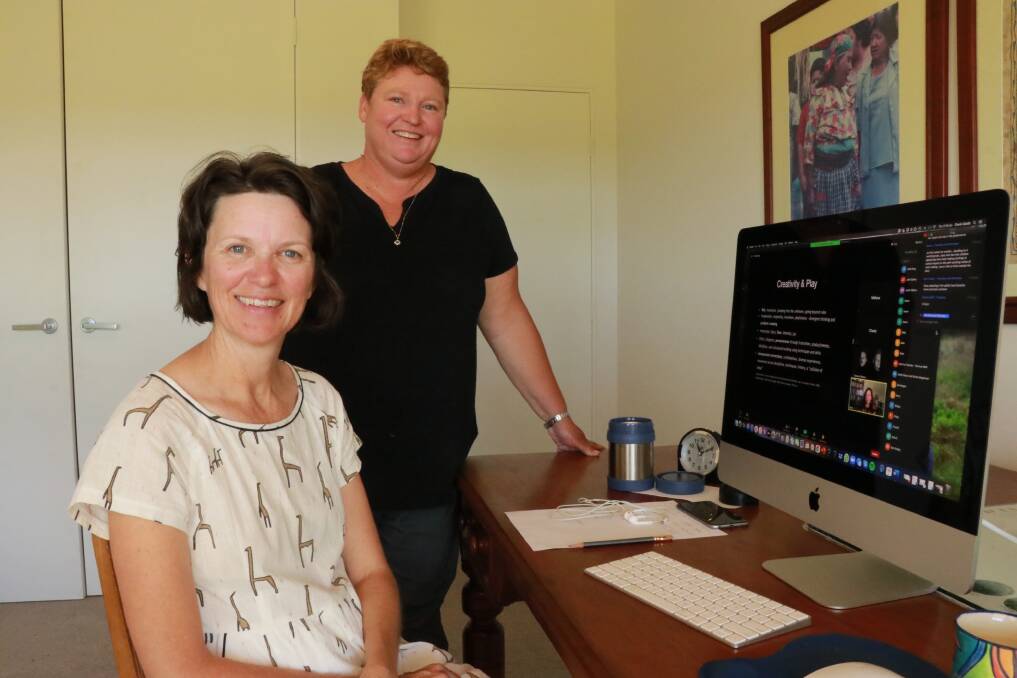 Cherie Stitt and Melissa Brown coordinating Grease and Oil Change online, and keeping up to date with the very active chat section.
