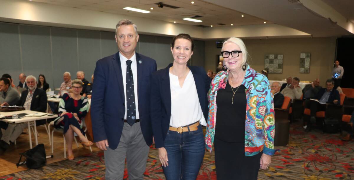 Country Mayors Association Chair Cr Jamie Chaffey, NSW Minister for Housing Rose Jackson and Forbes Mayor Phyllis Miller OAM at the conference in Forbes. 