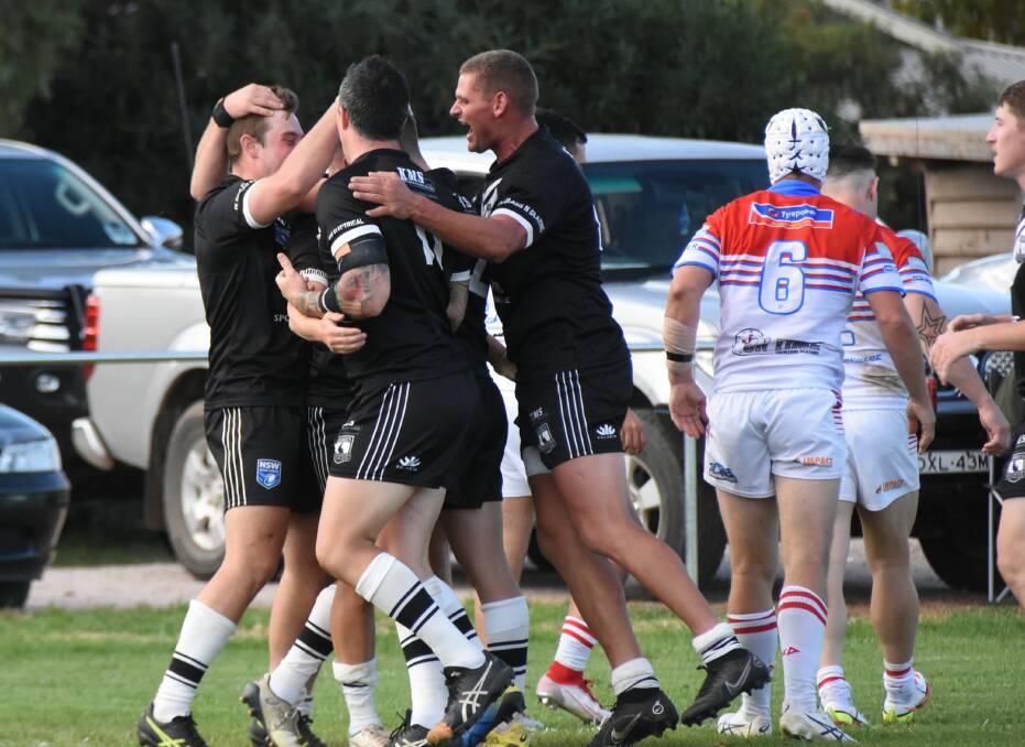 WE'RE ON OUR WAY: Forbes celebrates a Nick Greenhalgh try against Mudgee in the first game of the 2022 season at Spooner Oval. Picture: FILE