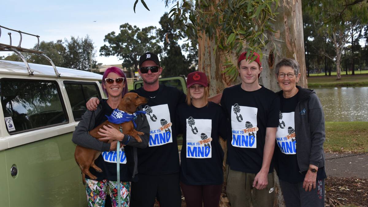 SUPPORT THE CAUSE: Kristi Berry, Collin Berry, Abbi Weekes, Seb Berry and Deanna Kennedy were waiting for the start of the fundraising walk in 2019. Picture: FILE