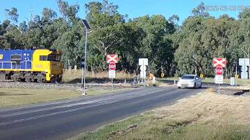 CLOSE: The Acusensus camera captured this close encounter between a train and car at Red Bend. Picture: SUPPLIED