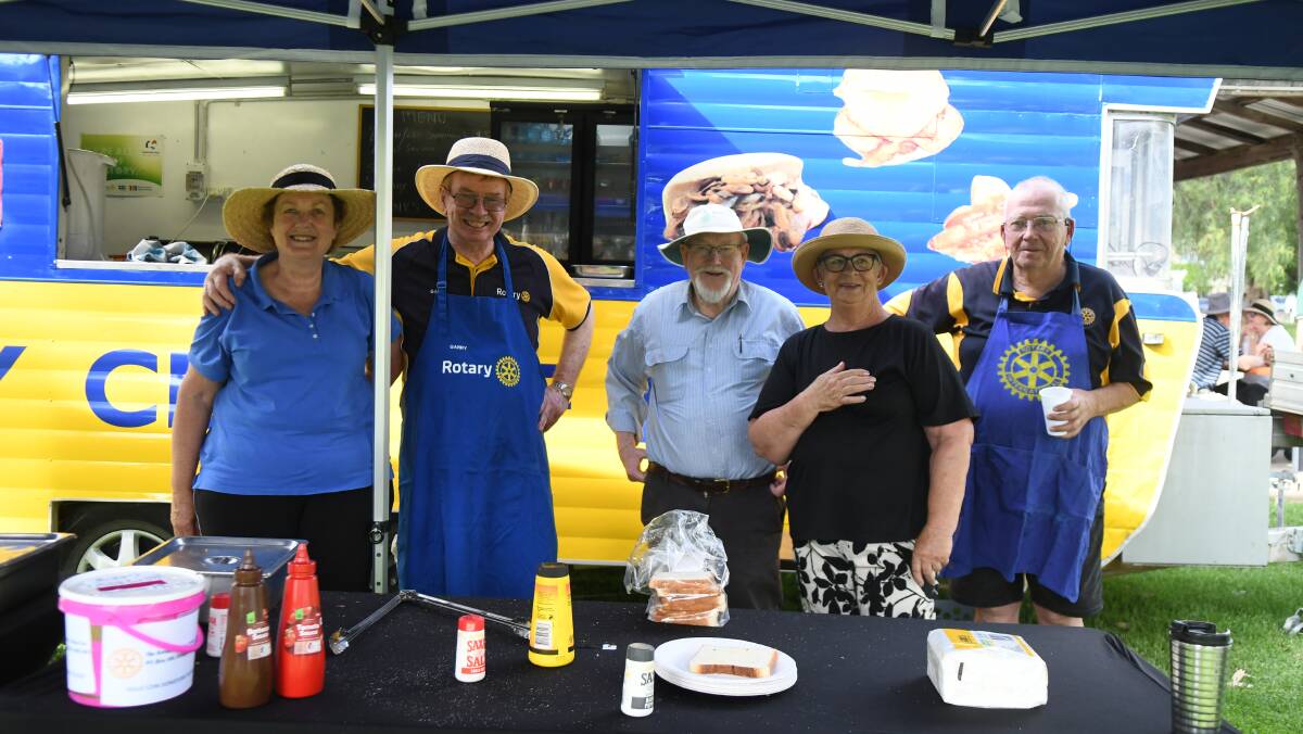 Rotarians Dianne and Garry Pymont, Graham Falconer, Denise and Michael Jelbart cooking up breakfast on Australia Day. 