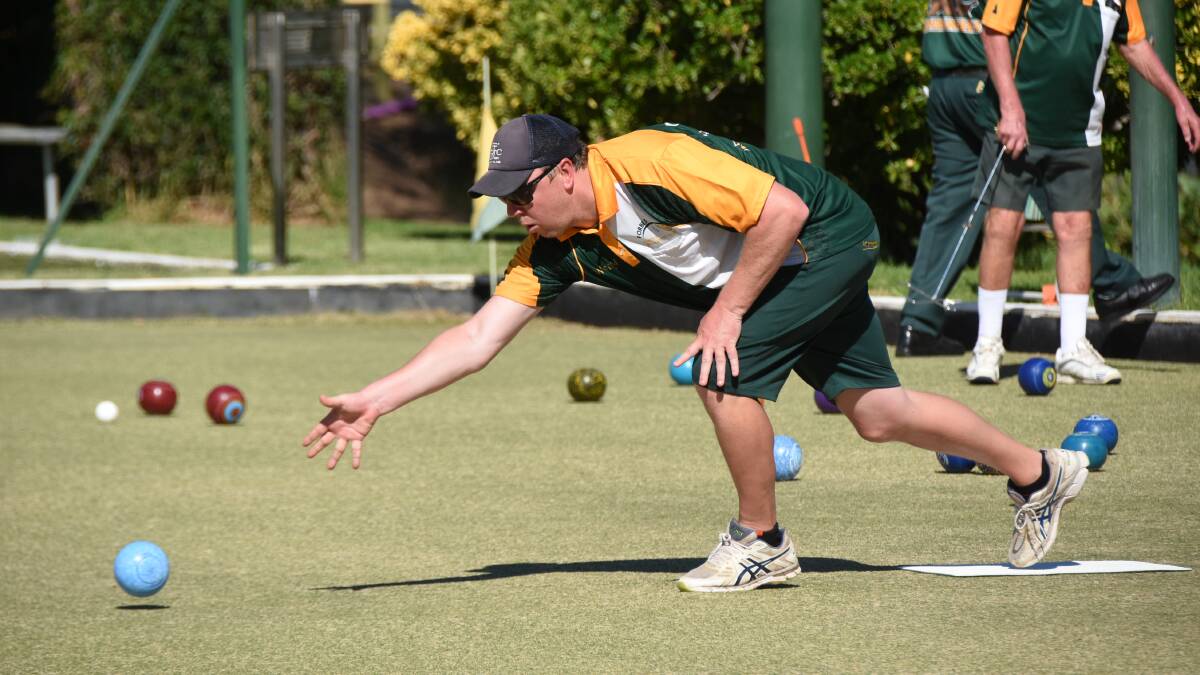 Christian West sends his bowl down in Easter weekend bowls competition.