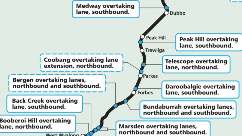 The RMS Newell Highway project website showing the new overtaking lanes.