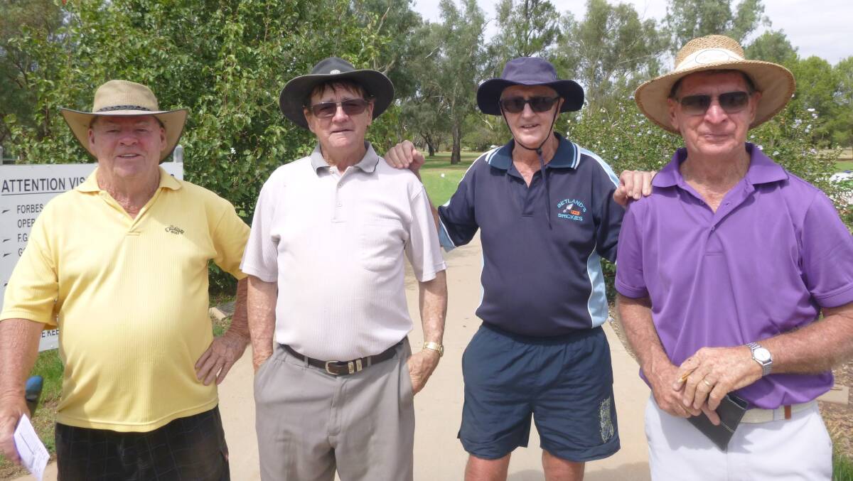Denis Culley, Barry Parker, Garry Collits and Ken Sanderson happy after their game and about to check their score cards.