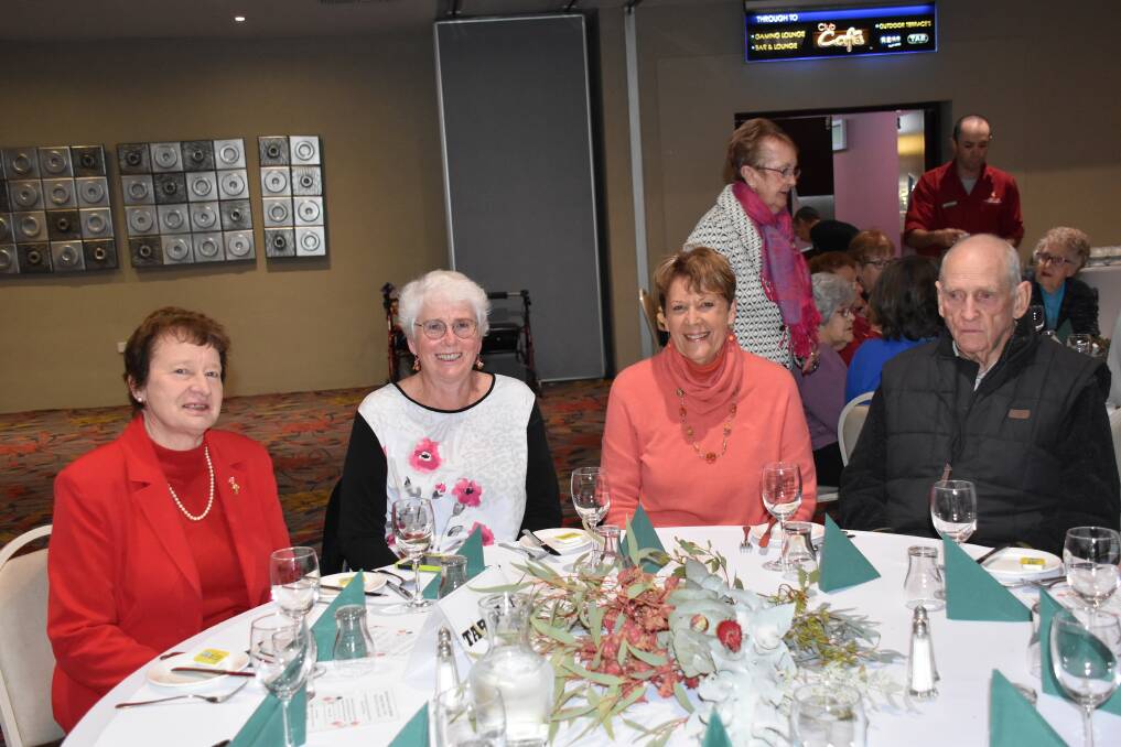 Yvonne Tracey from Orange, Julie Taylor from Wyangala, and Evelyn and Peter Mahlo of Forbes at the luncheon.