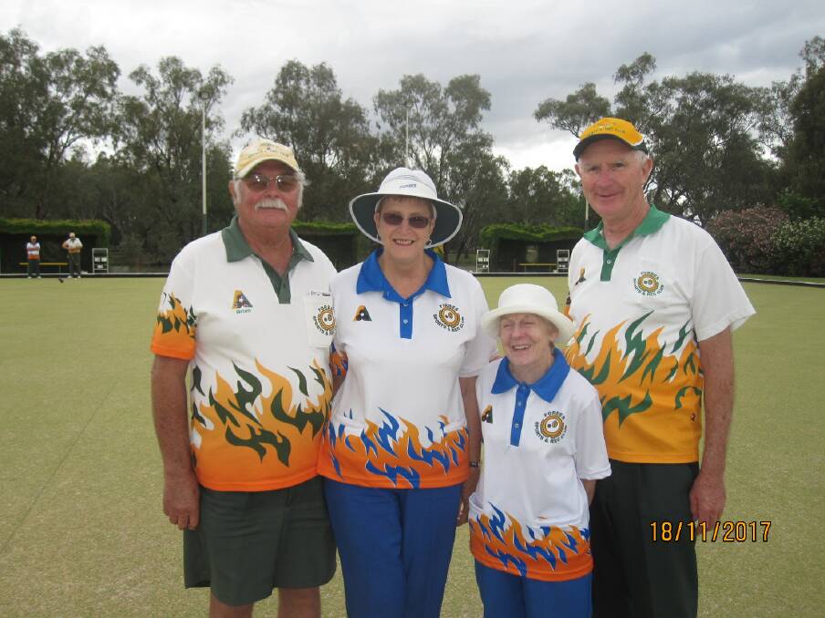 The mixed pairs competition winners Brian and Annette Tisdell with the runners up Anne Walker and Rob Priest.