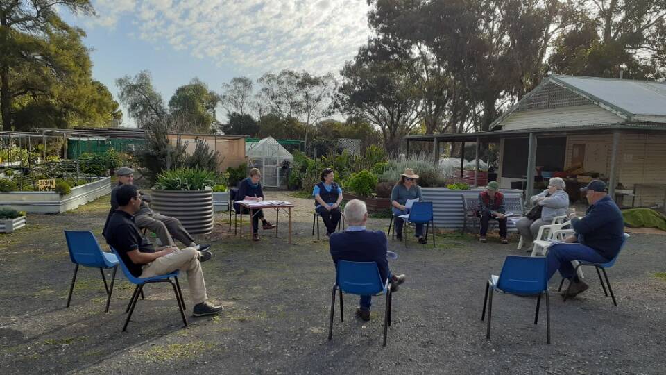 There's plenty of space at the community gardens for an open air meeting on a fine afternoon. Photo supplied.