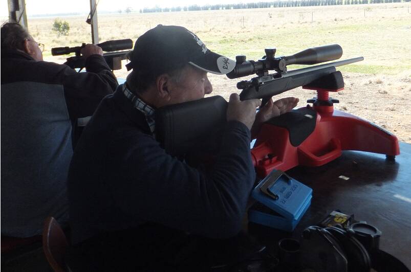 Dennis Christy and Allan Belcher shooting in the 50m crow target shoot.