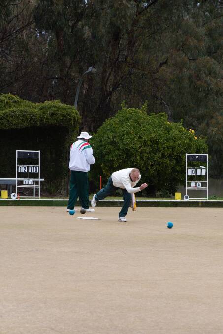 Bert Bayley on the greens in the weekend's mixed pairs carnival.