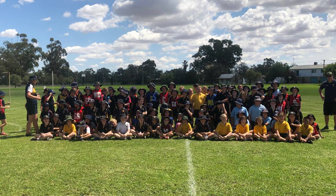 Hundreds of students played in a schools netball gala day before the COVID-19 restrictions came into place. Photo supplied.