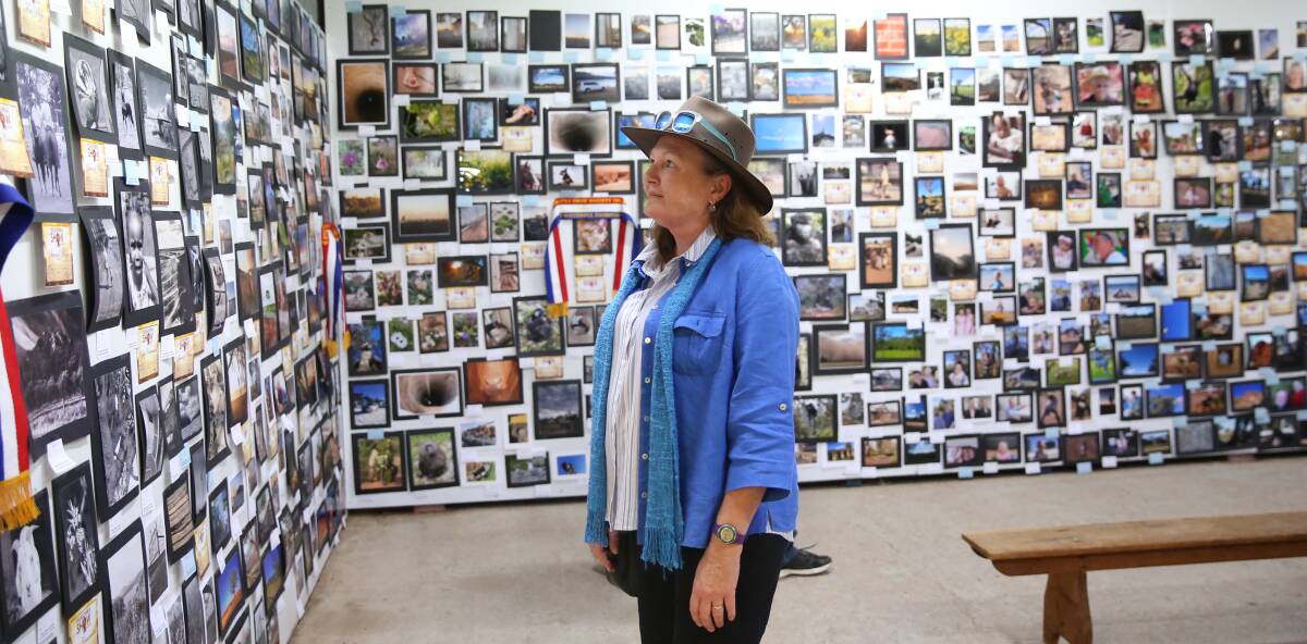 Vicki Knight looking at her winning entries in the huge photography section at the 2019 Eugowra Show.
