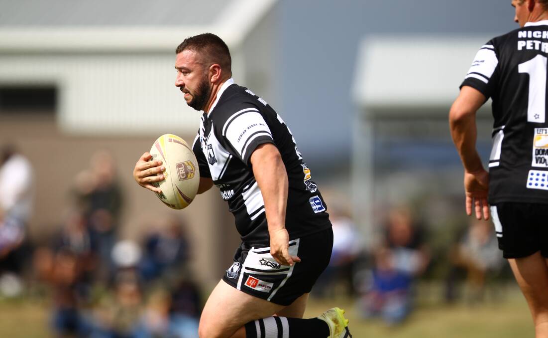 Zac Merritt gains ground for the Magpies in their win over St Pats for the Brendon 'Stubby' Collits Memorial on the weekend.