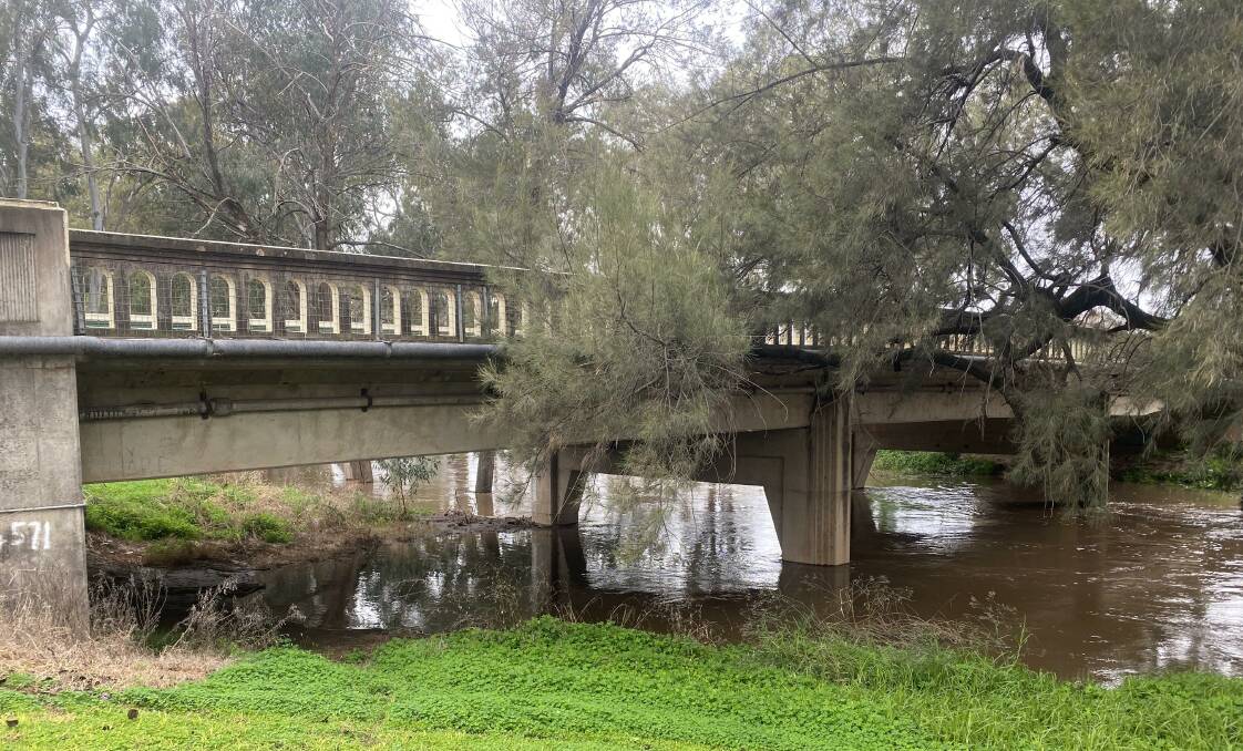 The Mandagery Creek was running high on Monday after a wet weekend. 