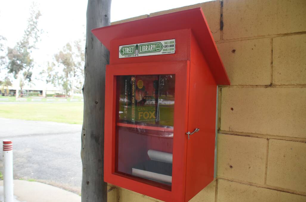 The new street library in the shelter at Lions Park.