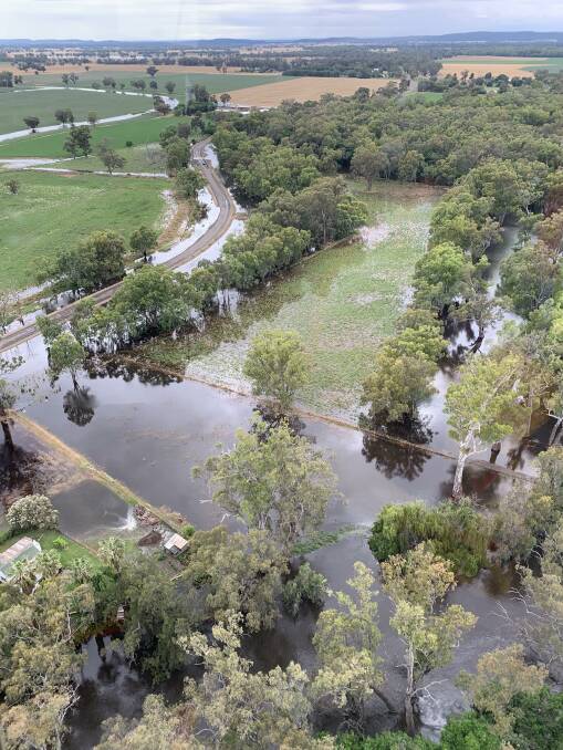 MAKING EVERY EFFORT: An aerial view of the floodwater to the east of the school. Picture: Paul Faulkner