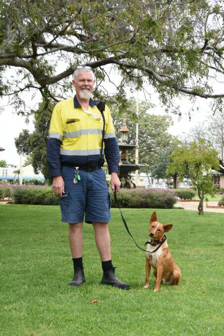 BETTER TO BE SAFE: Rusty was very well behaved but ranger Matt Wallis kept him on the lead just to avoid any unforeseen situations. 