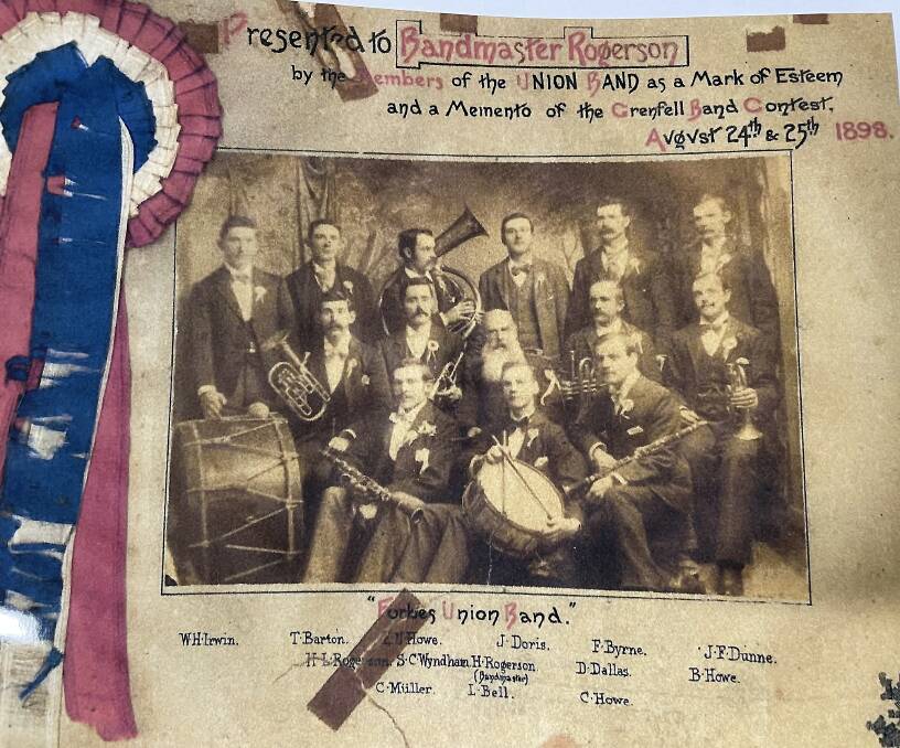 The Union Band (back) W H Irwin, T Barton, K H How, J Doris, F Byrne, J F Dunne (middle) H L Rogerson, S C Wyndham, bandmaster H Rogerson, D Dallas, B Howe (front) C Muller, L Bell and C Howe.