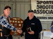 TIM LYNCH MEMORIAL: Ben Smith congratulates AA Grade winner Greg Allen. Picture: FORBES SPORTING SHOOTERS FACEBOOK