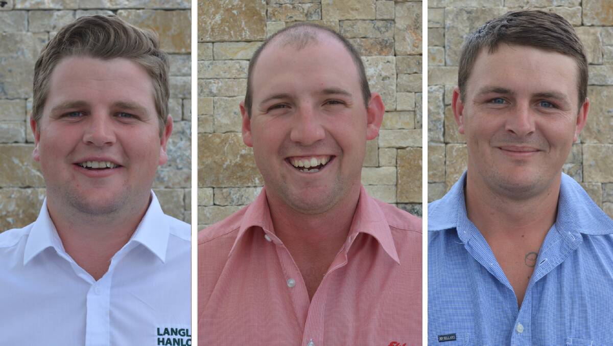 Auctioneers Cooper Byrnes from Langlands Hanlon, Jake LeBrocque from Elders and Sam Smith from Kevin Miller, Whitty, Lennon and Co are heading to Sydney Royal.