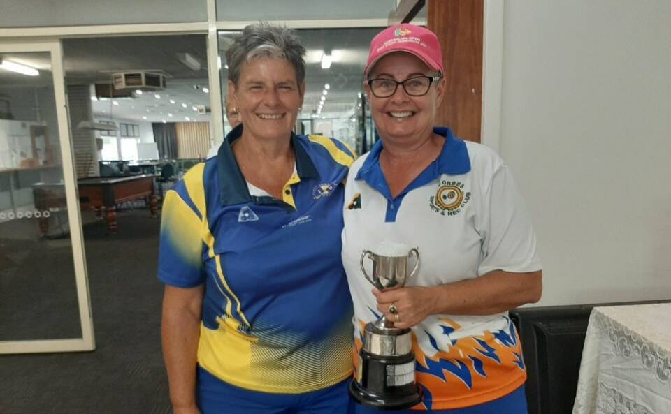 Maree Grant and Leisa Burton met in the finals of the district singles at Forbes Sports and Recreation Club.