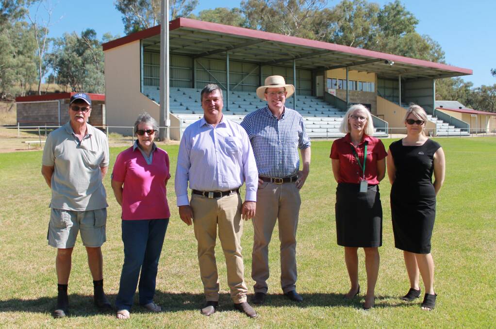 FUNDING: Robert and Margaret Rodwell, Cabonne mayor Cr Kevin Beatty, Andrew Gee and Cabonne Shire officers Heather Nicholls and Naomi Shroder in Manildra.