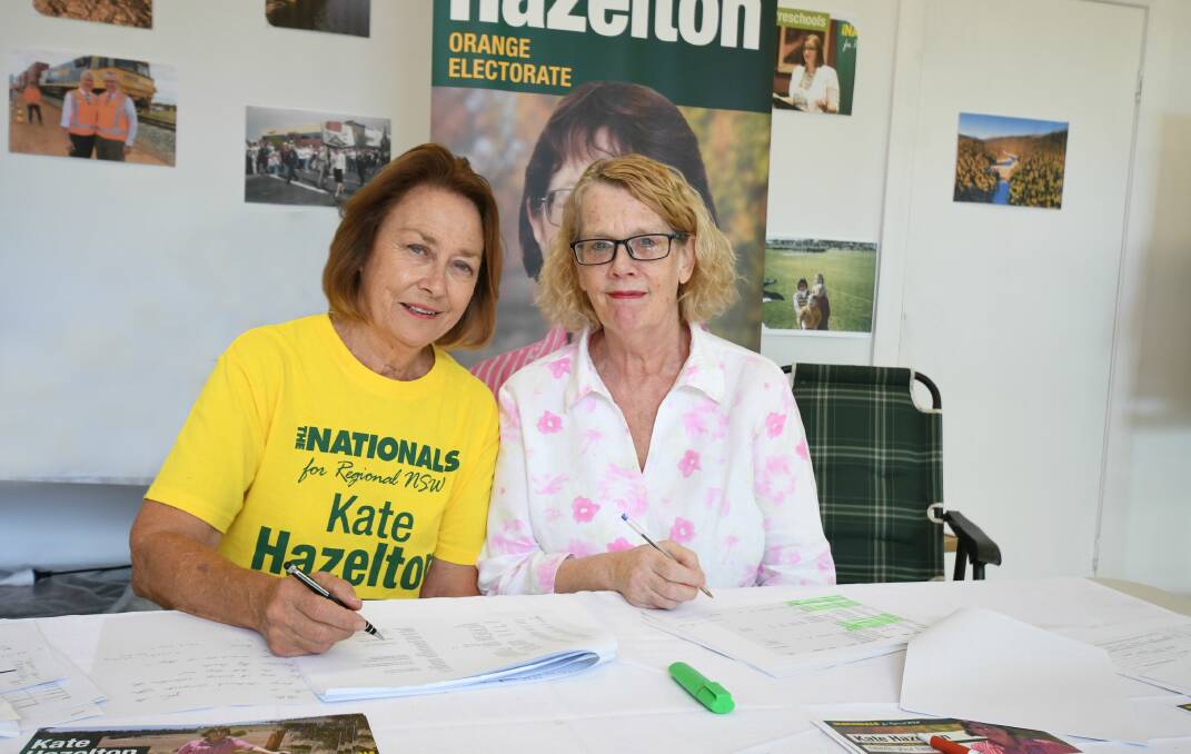 VOLUNTEERS: Geraldine Colless and Fiona Merkel are working in Kate Hazelton's campaign office in Anson Street. Photo: CARLA FREEDMAN 0304cfhazelton1
