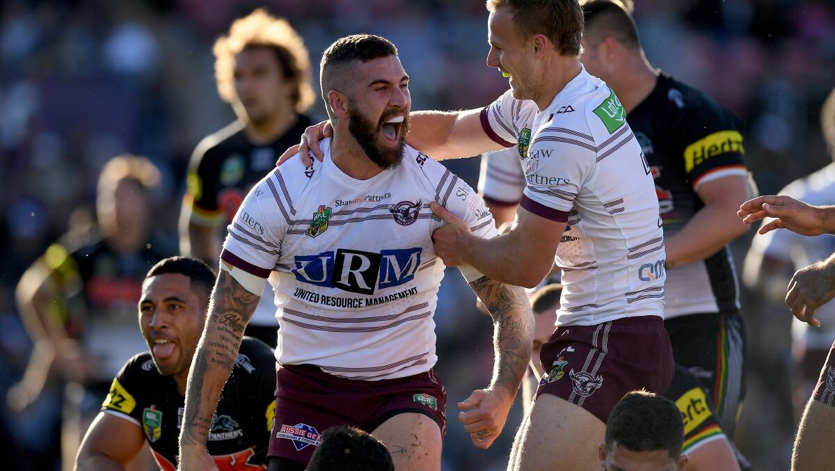 TRY TIME: Joel Thompson will be hoping to celebrate his 200th NRL game on Saturday with a try, and a win, against the Roosters. Photo: AAP