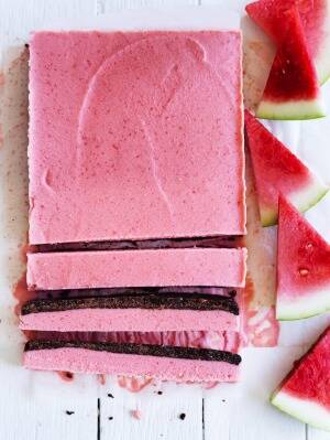 Creamy watermelon ice-cream slice recipe by Jill Dupleix