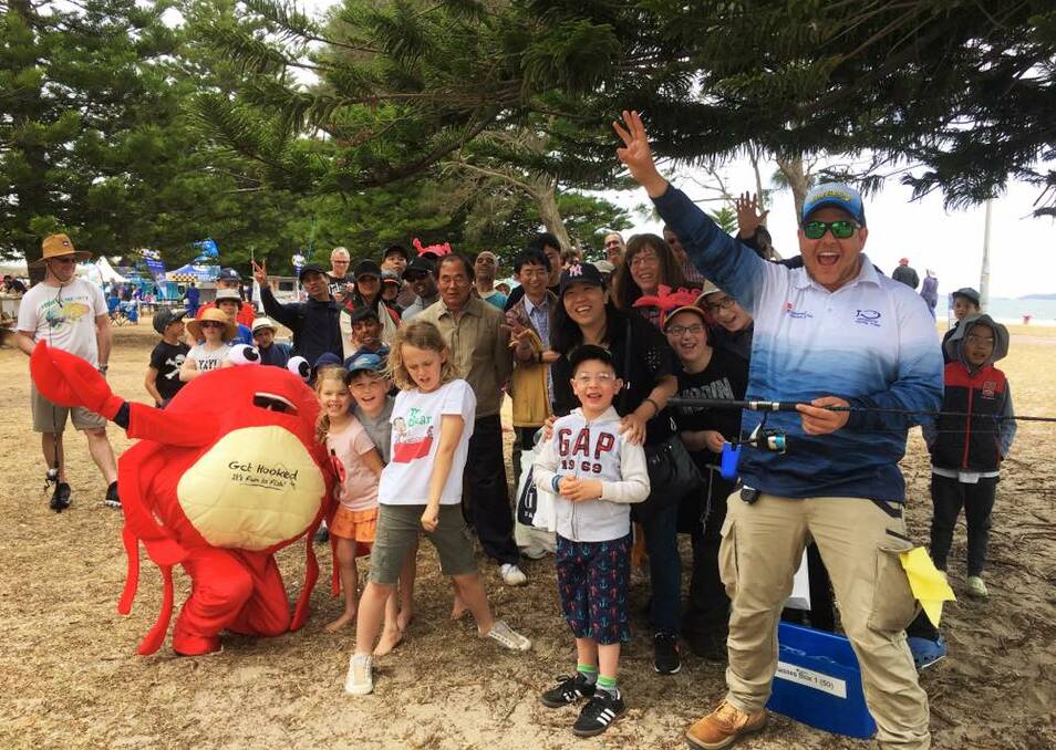 Snappy, the Gone Fishing mascot, at a Gone Fishing Day on the south coast. Snappy will be in Forbes on October 14.