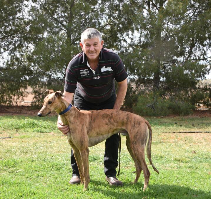 Ray Smith with Feral Franky. The Forbes champion has been retired from racing after finishing second in last week's Group 1 Paws of Thunder.