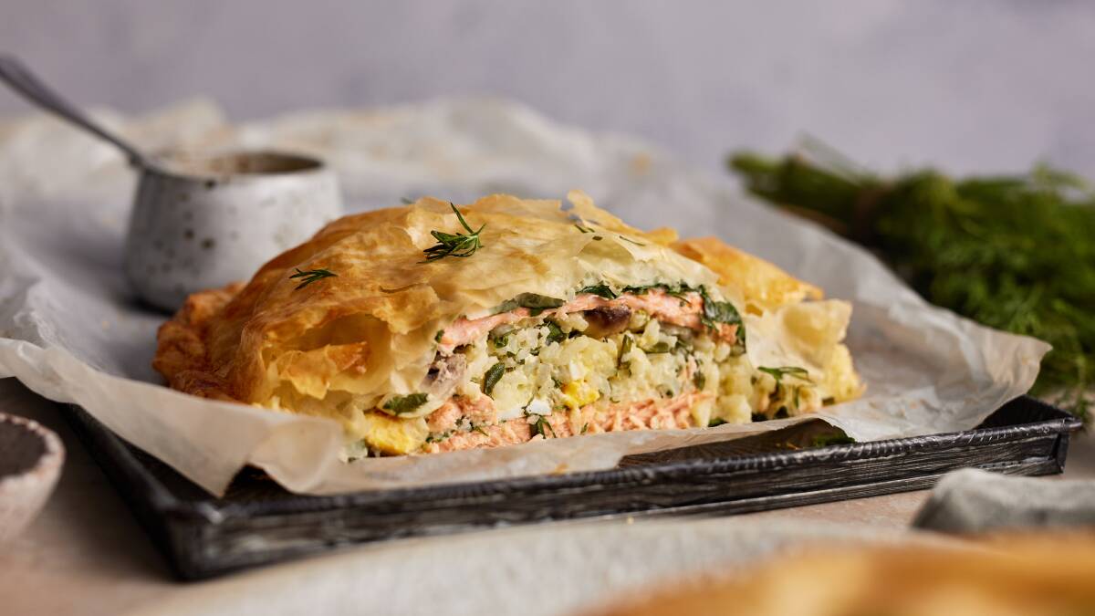 Salmon and rice egg pie. Picture: Australian Eggs