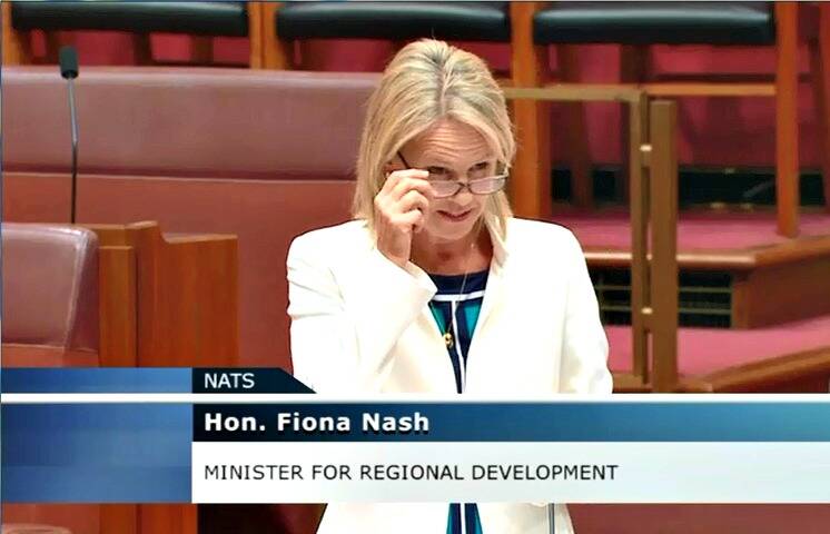 Heated words: Senator Fiona Nash fired up in the Senate when asked about the Witness' articles on slow NBN speeds in Young.