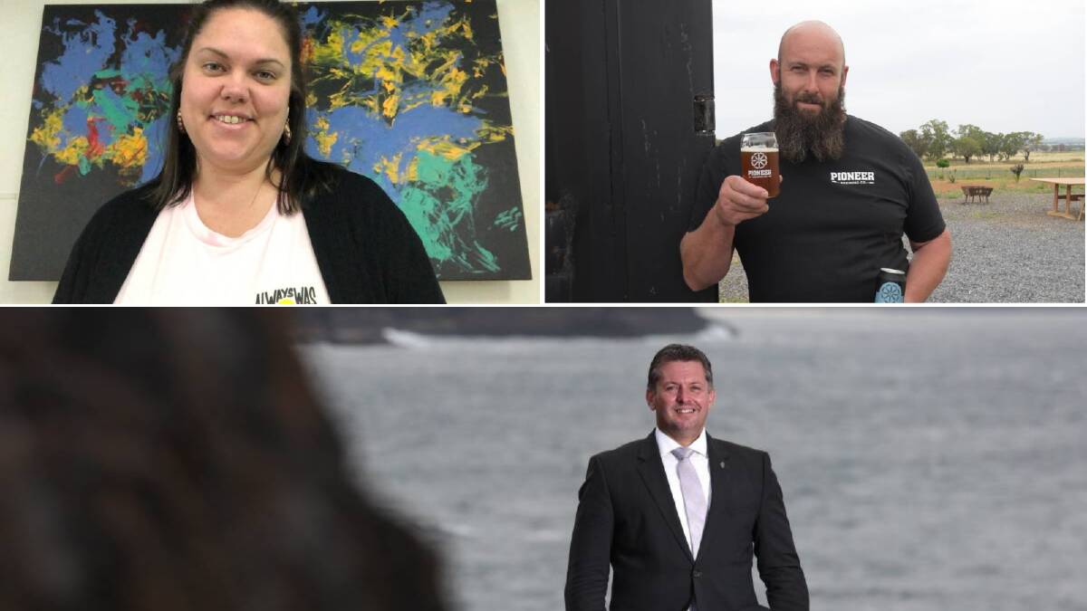 CLOCKWISE FROM TOP LEFT: Rachael McPhail, Coolamon; Pioneer Brewery owner Peter Gerber, and lawyer Glenn Kolomeitz.