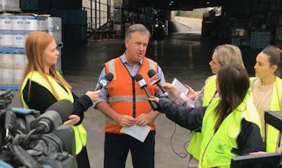 Manildra Flour Mills manager John Brunner facing the media after Saturday's explosion. Photo: SUPPLIED. 