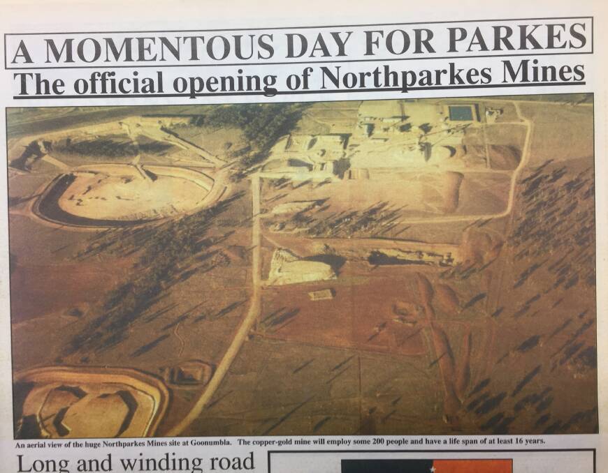 OFFICIAL OPENING: A cutting from the Parkes Champion-Post of the original story about the opening of Northparkes Mines in August, 1994. 