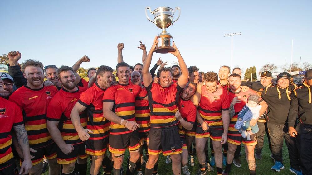 EXTRA-TIME VICTORY: Central Coast celebrates their Caldwell Cup triumph. Photo: NSW COUNTRY RUGBY UNION