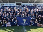 DONE IT AGAIN: The Central West Blue Bullettes won their third successive Thomson Cup following a 23-0 grand final win over Central North. Photo: NSW COUNTRY RUGBY UNION