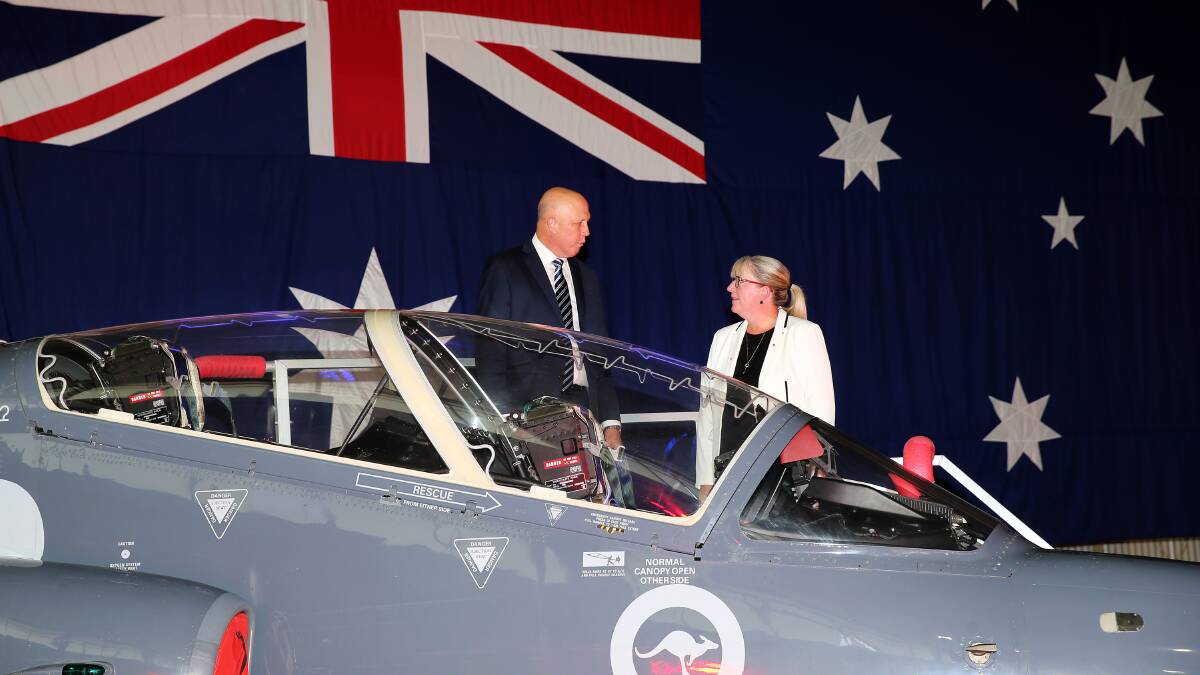 Defence Minister Peter Dutton at RAAF Williamtown Base in February 2022. Picture: Peter Lorimer 