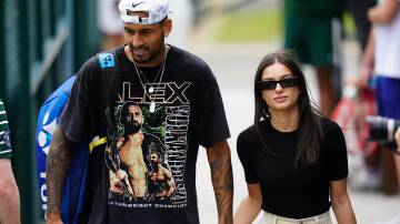 Nick Kyrgios with girlfriend Costeen Hatzi ahead of the 2022 Wimbledon Championship. Picture: Getty Images