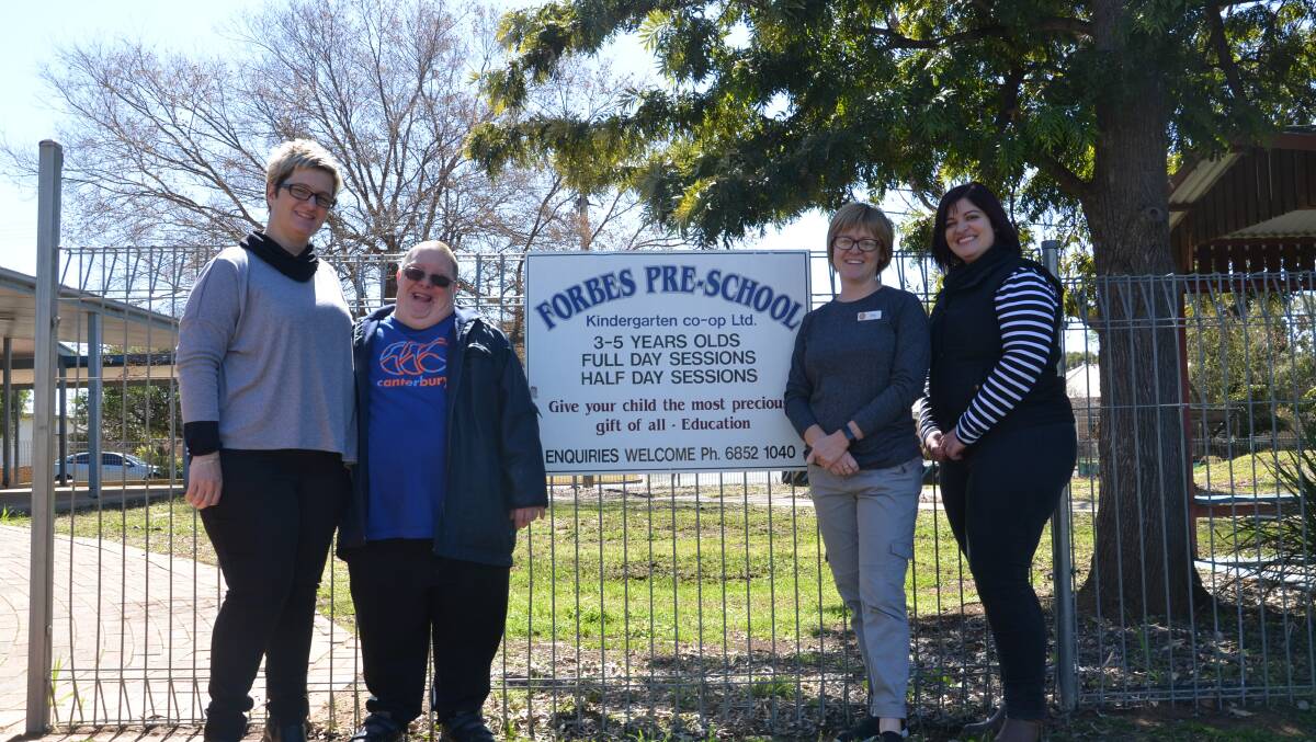 A new home for the House: House with No Steps Western Area Manager Leanne Allegri, Paul Findley, Forbes Pre School Director Amy Shine and House with No Steps Western Support Manager Kim Wright. 
