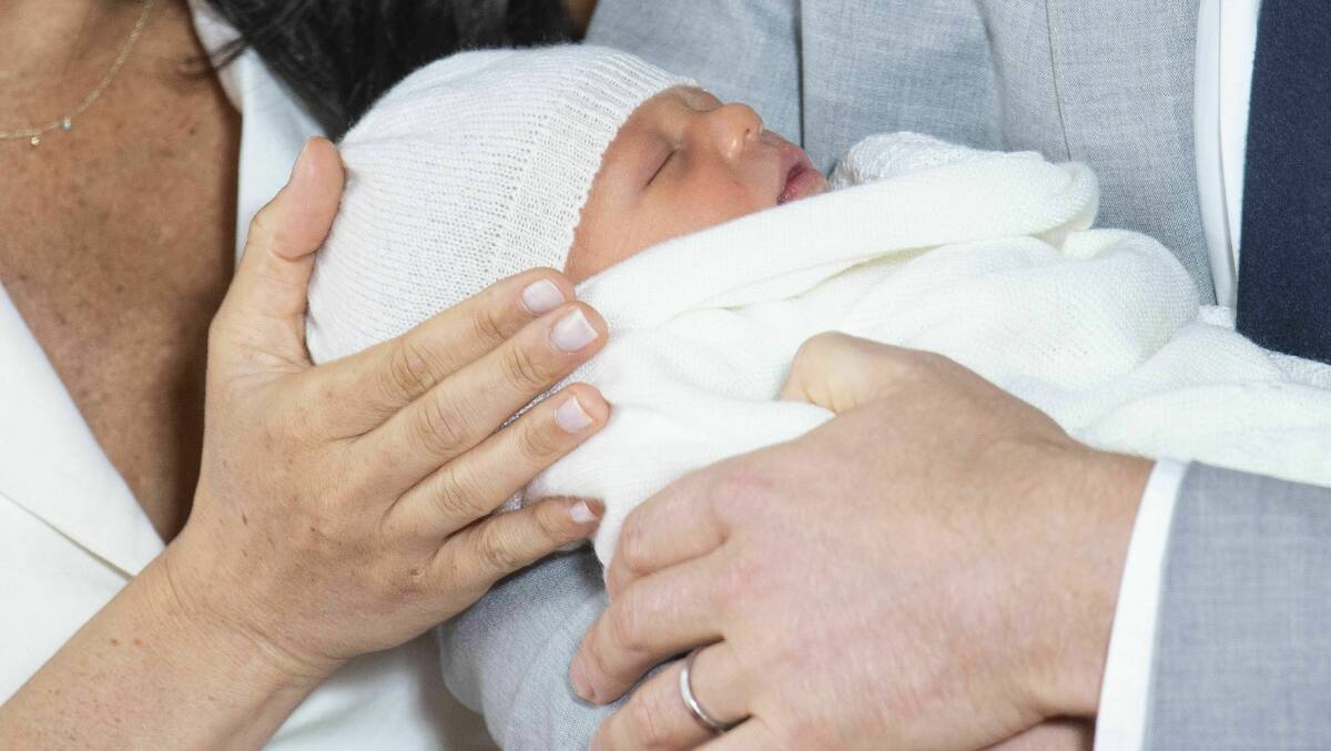 Britain's Prince Harry and Meghan, Duchess of Sussex, during a photocall with their newborn son. Picture: AP