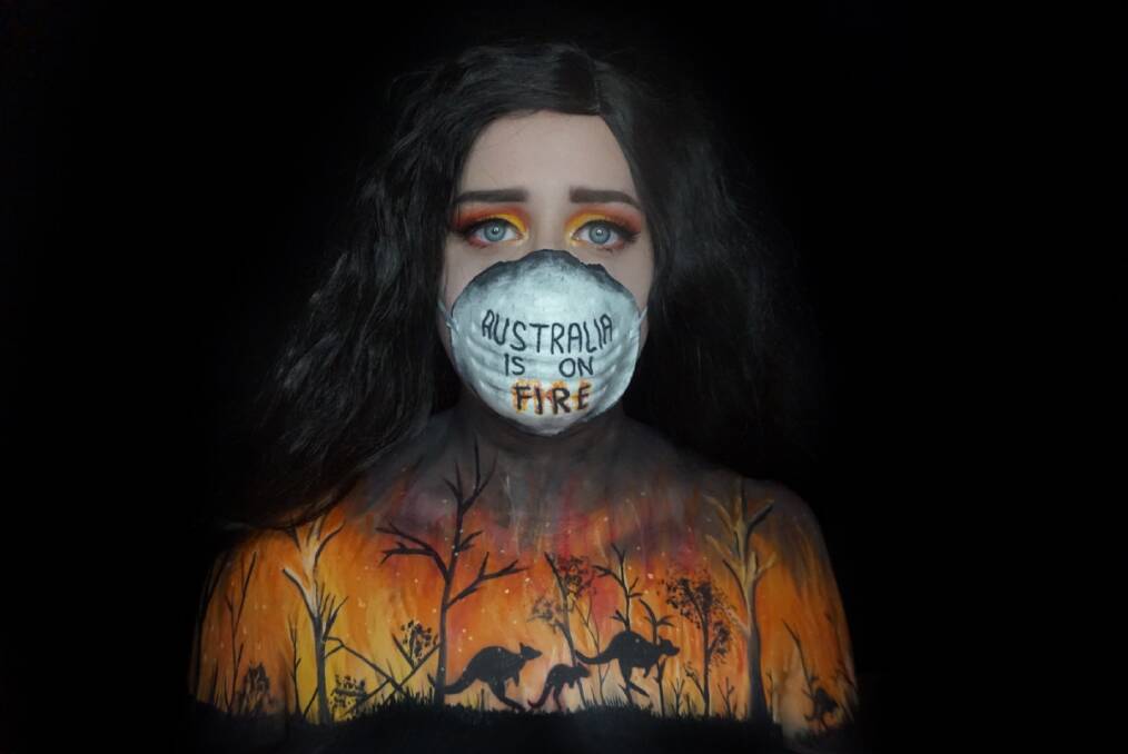 POWERFUL MESSAGE: Makeup artist Kendelle Watts is using her skills and social media accounts to raise awareness about the bushfire crisis.