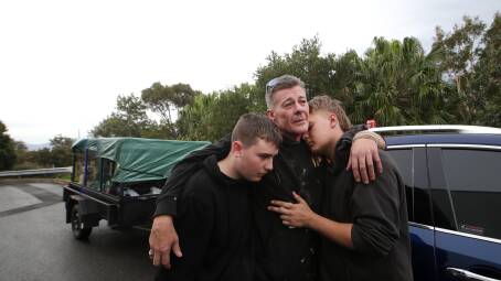 Warren Doyle and his sons Cori, 15, and Troy, 17, are living out of their car. Picture: Sylvia Liber