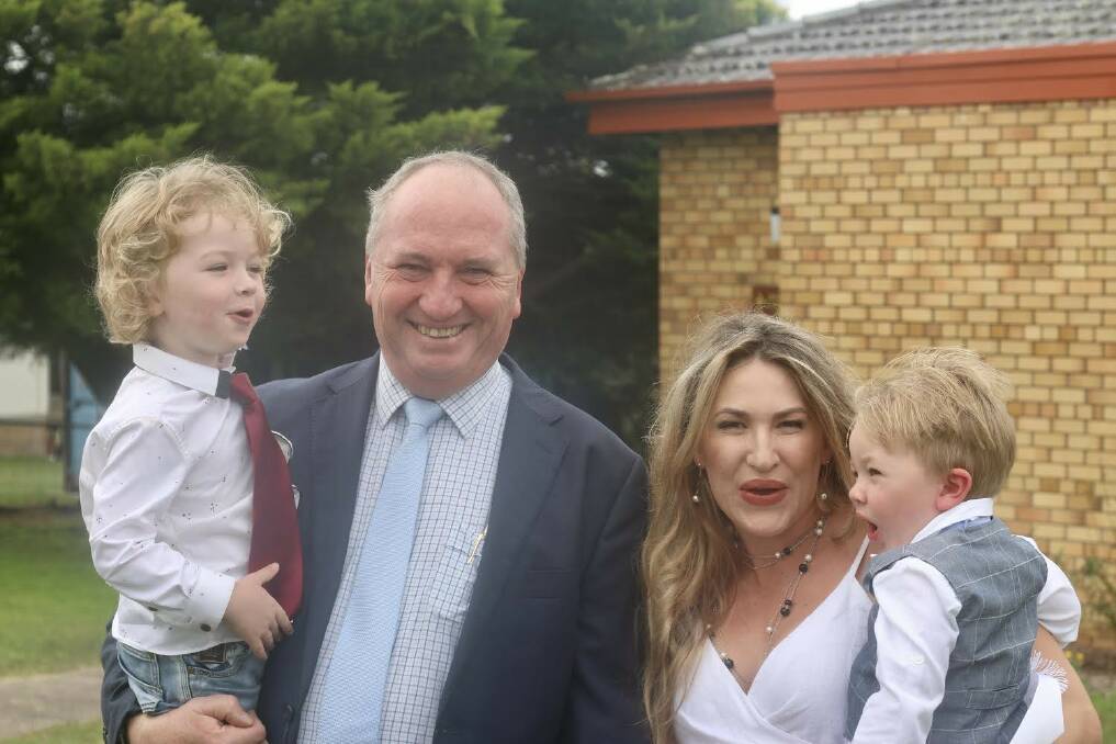 ALL SMILES: Deputy Prime Minister Barnaby Joyce, his partner Vikki Campion and sons Sebastian and Thomas. Photo: Supplied