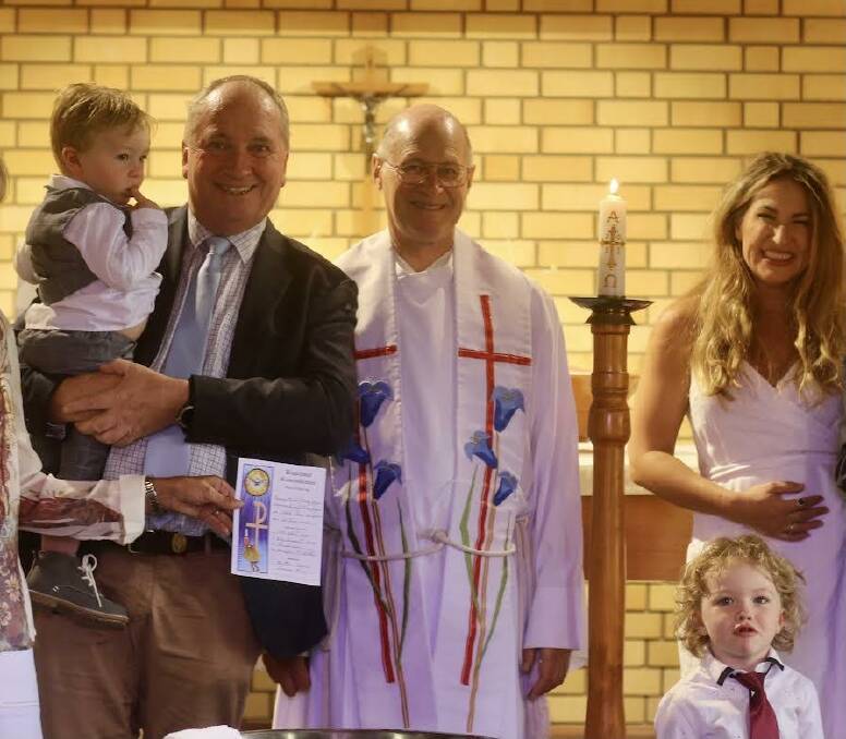 Deputy Prime Minister Barnaby Joyce with partner Vikki Campion and two sons. Photo: Supplied